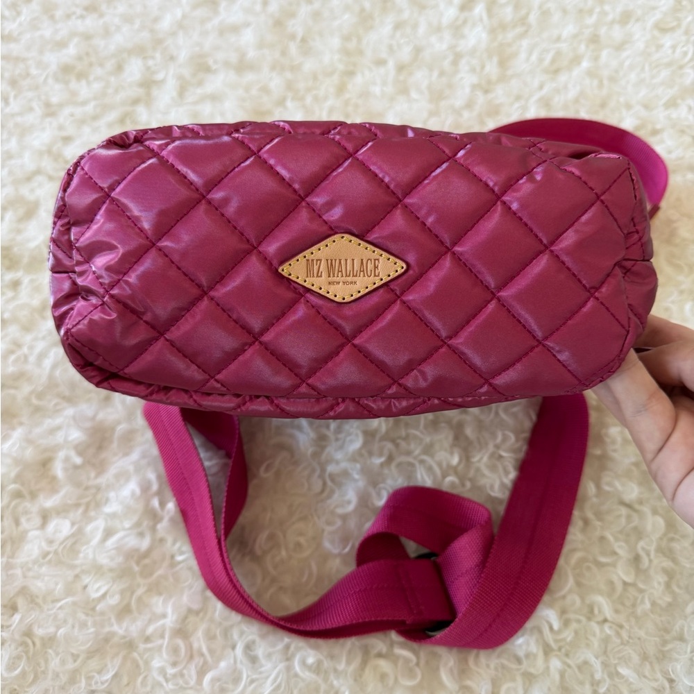 MZ Wallace Metallic Quilted Pink Crossbody Bag - Picture 3 of 3